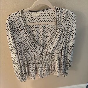 Max Studio Black and White Polka Dot Blouse
